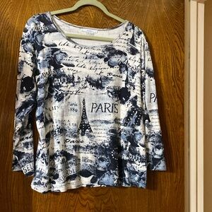 COPY - Dress Barn / long sleeve top / size 1X / Blue & cream